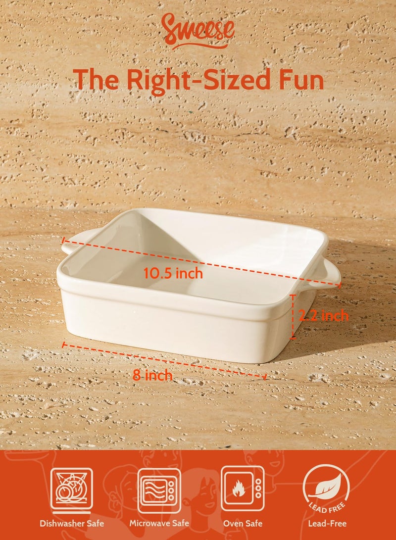Sweese 8x8 inch Square Porcelain Baking Dish with Double Handles - Non-Stick Oven Casserole Pan for Brownie, Lasagna, Roasting - Great for Serving or Cooking - Image 2